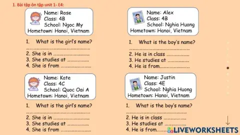 Unit 1-E4 and possessive adjectives