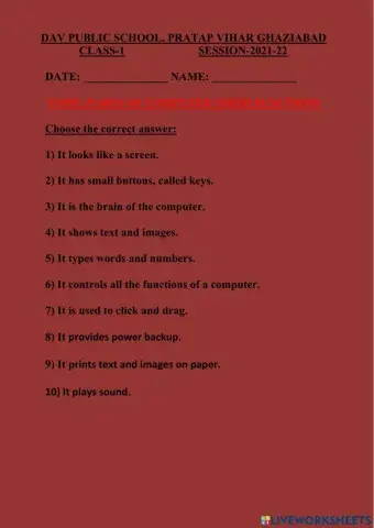 Parts of computer and their functions