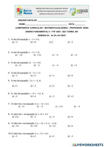 Trabalho de matemática