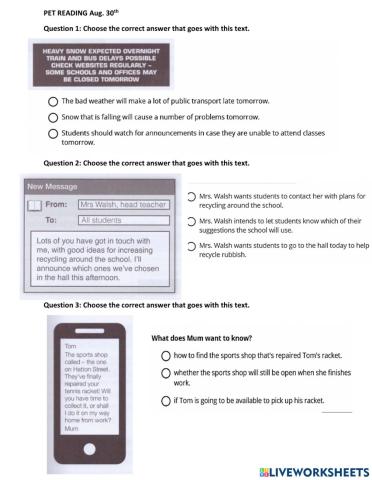 PET Reading No.6-Part 1