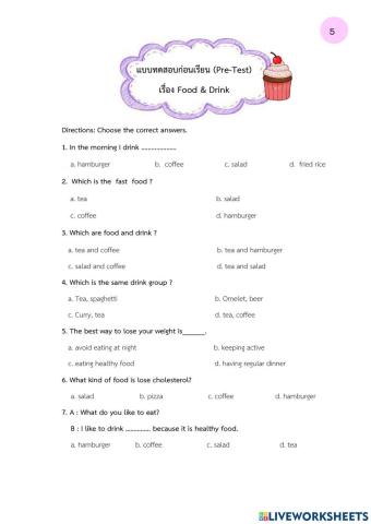 Pre - Test  Food and Drink