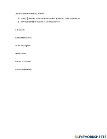 Construcción sustantiva y verbal