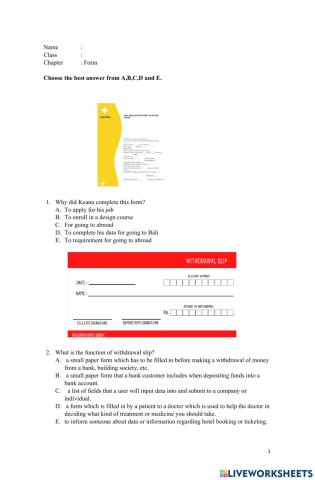Daily Exam about Form