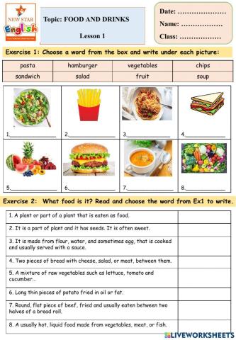 Food and drinks lesson 1