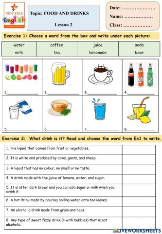 Food and drinks lesson 2