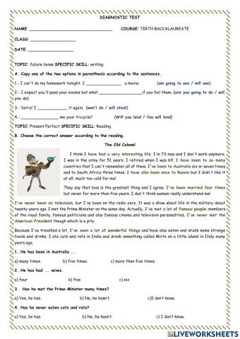 Diagnostic test Tirth