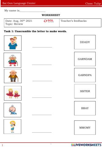Worksheet tulip