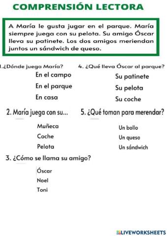 Comprensión Lectora Fácil