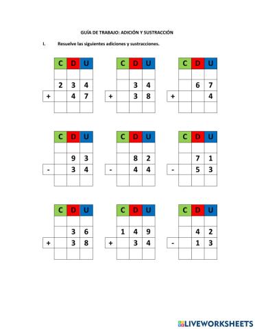 Adiciones y sustracciones