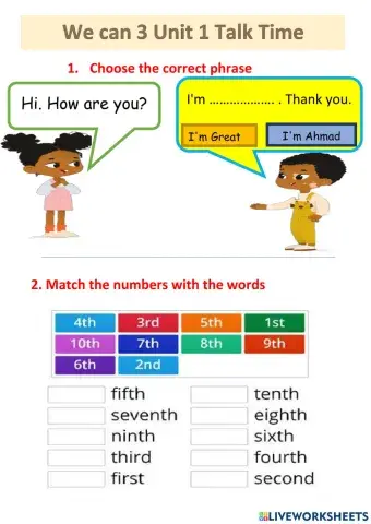 We can 3 unit 1 lesson 1 let's talk