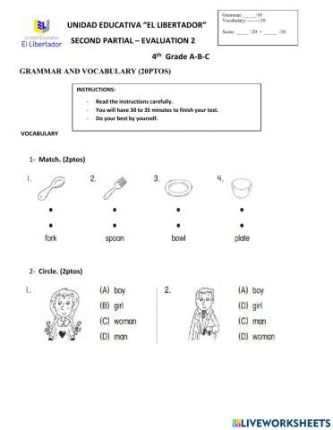 Grammar- vocabulary inclusion 4th