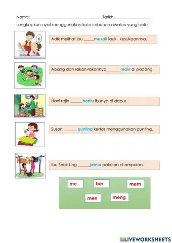 Lengkapkan ayat dengan kata imbuhan awalan