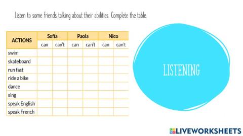 Listening: abilities