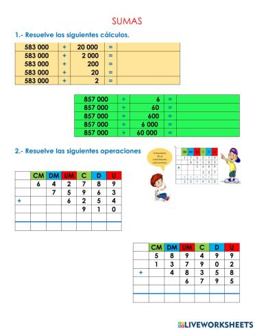 Cálculo de sumas y restas