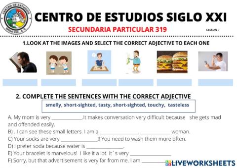 Adjectives connected to the 5 senses