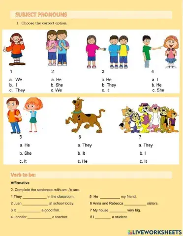 Subject pronouns and verb to be