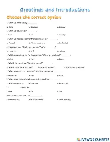 Greetings and introductions