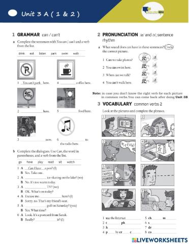 English On Unit 3A  ( 1 & 2 )