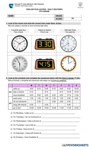 Unit test: daily routines