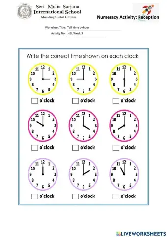 REC HBL Numeracy Worksheets WK 3 DY 3