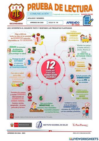 Prac. lectura - habitos saludables