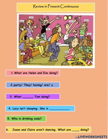 Review in present continuous