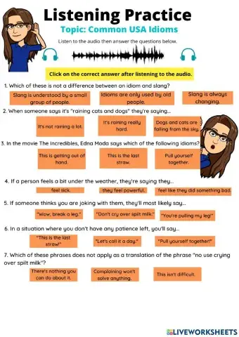 Listening practice: U.S. Idioms