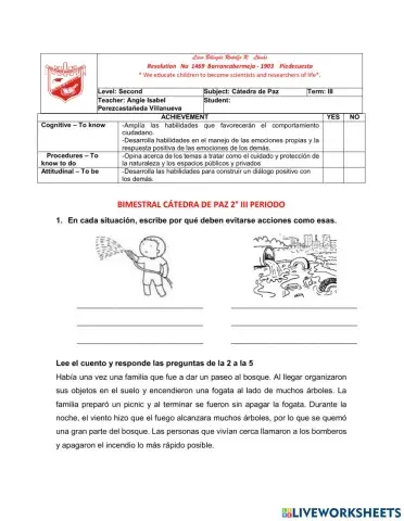 Bimestral catedra 2° III periodo