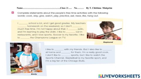 Verb of freetime activities