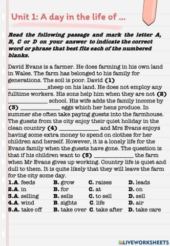 Grade 10 - unit 1 - reading gap-filling