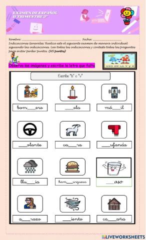 Trimestral de Español 2°