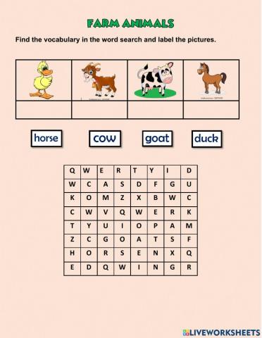 Farma Animals Vocabulary