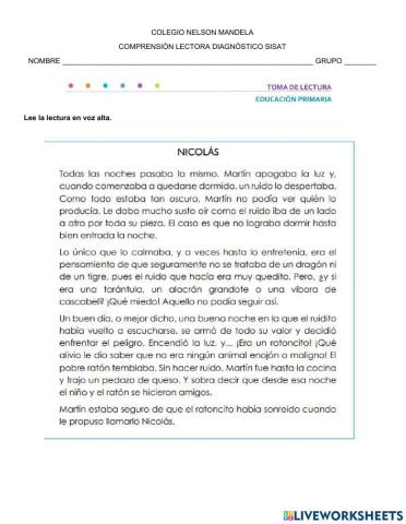 Lectura comprension sitatr tercer grado