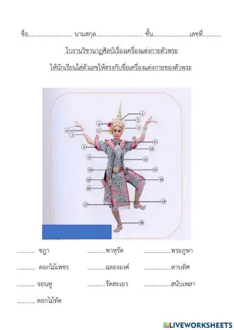 เครื่่องแต่งกายตัวพระ นาฏศิลป์ม.3