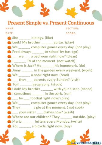 Present Simple vs. Present Continuous