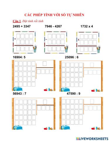Các phép tính với số tự nhiên