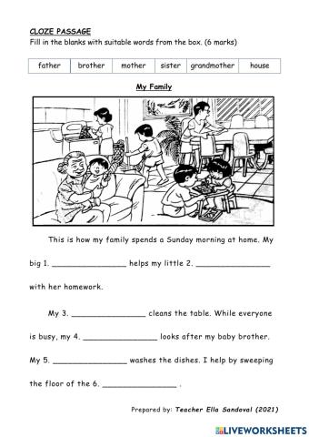 Cloze Passage - My Family