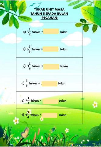 Tukar pecahan tahun kepada bulan