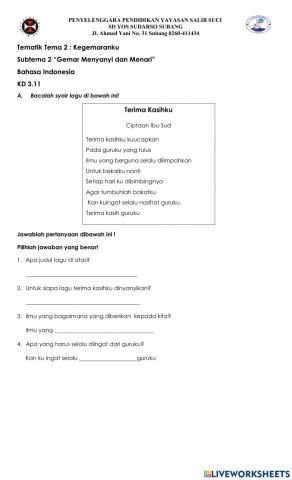 Mengidentifikasi Syair Lagu