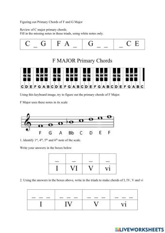 Primary Chords of F and G