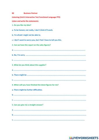 B2 Business Partner Unit 6 Listening test