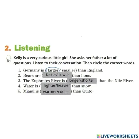 Teens 3 activity comparative adejctives listening