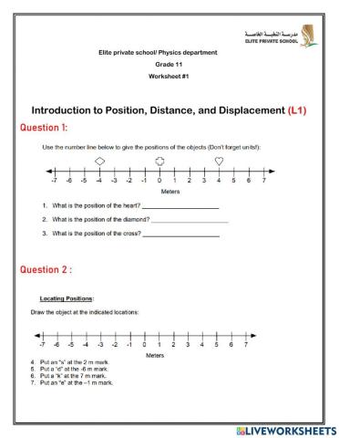 Position, distance and displacement