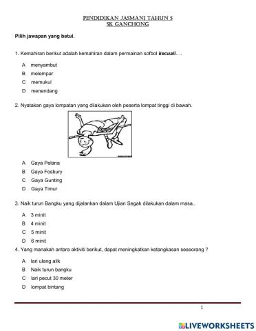 Pendidikan jasmani tahun 5 2021