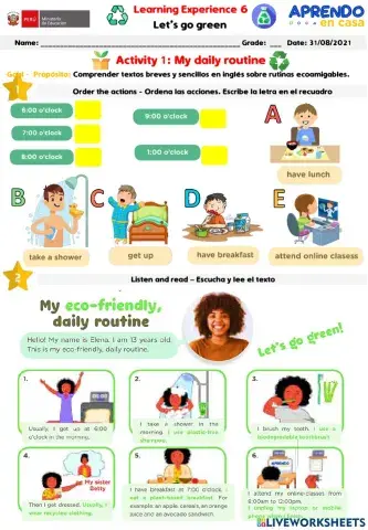 My daily routine PreA1