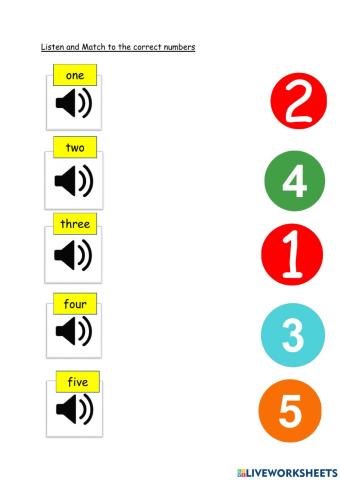 Numbers 1-5 in english