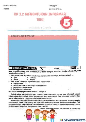 Bahasa indonesia tema 2 st 3 kelas 5