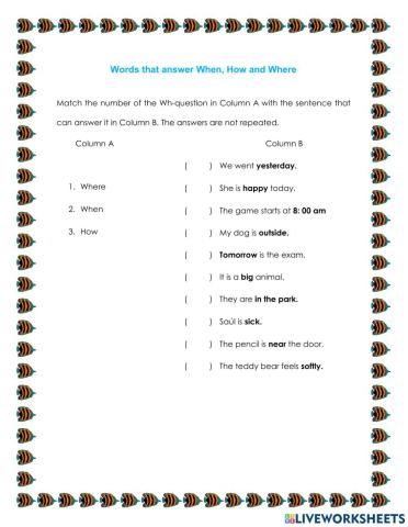 Words that answer When, How and Where