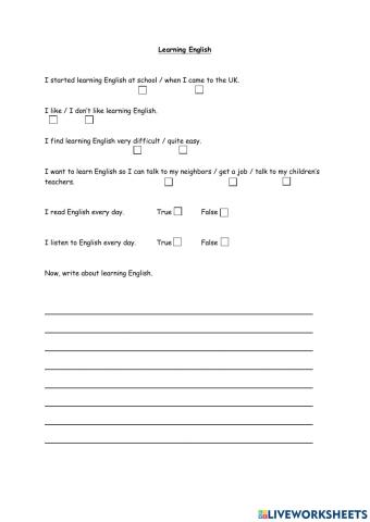 Writing about Learning English