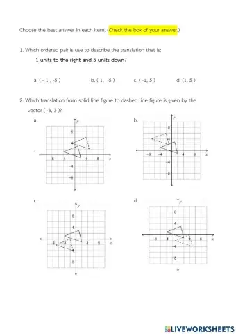 Unit 4 Test  Transformation